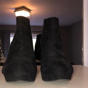 Black suede heeled boots